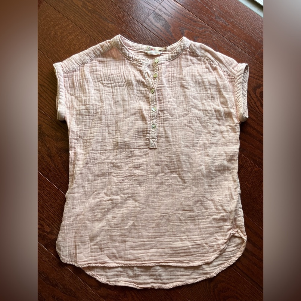 Velvet Soft Pink Gauze Henley Top